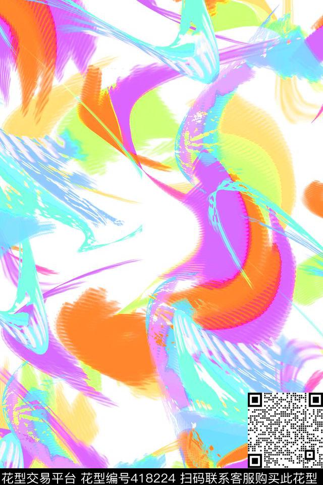 手绘时尚笔触传统印花华亿平台下载（图片编号: 418224） - 瓦栏（Walan）