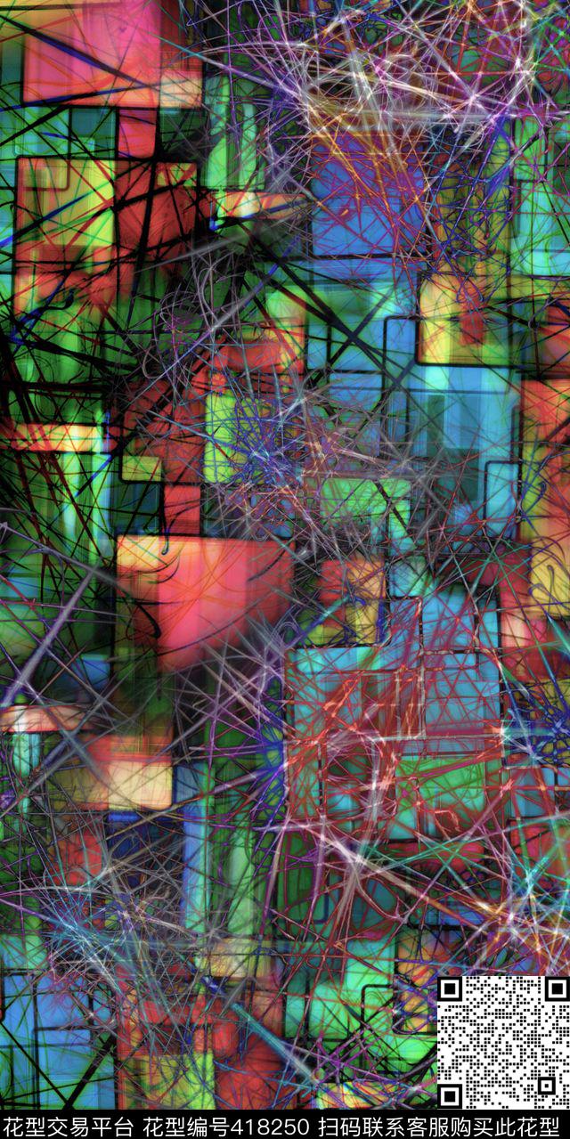 数码几何抽象数码印花华亿平台下载（图片编号: 418250） - 瓦栏（Walan）
