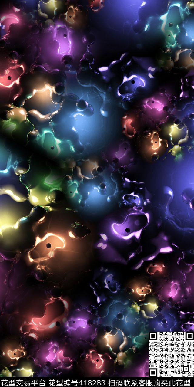 数码抽象色彩数码印花华亿平台下载（图片编号: 418283） - 瓦栏（Walan）