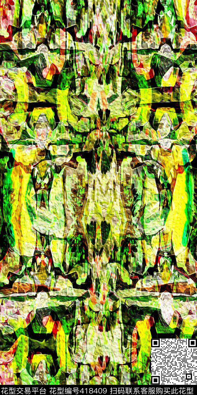 时尚流行新潮丝绸真丝丝巾油画抽象花纹数码印花华亿平台下载（图片编号: 418409） - 瓦栏（Walan）