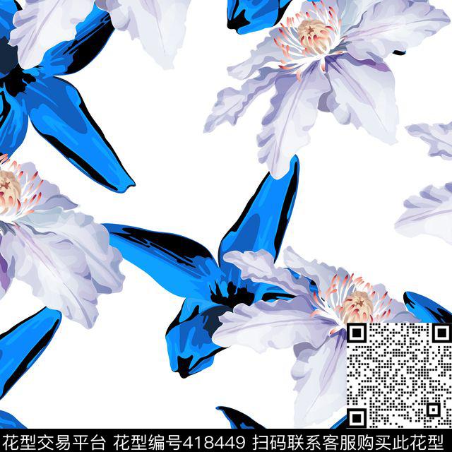 花瓣花卉原创抽象花卉系列传统印花华亿平台下载（图片编号: 418449） - 瓦栏（Walan）
