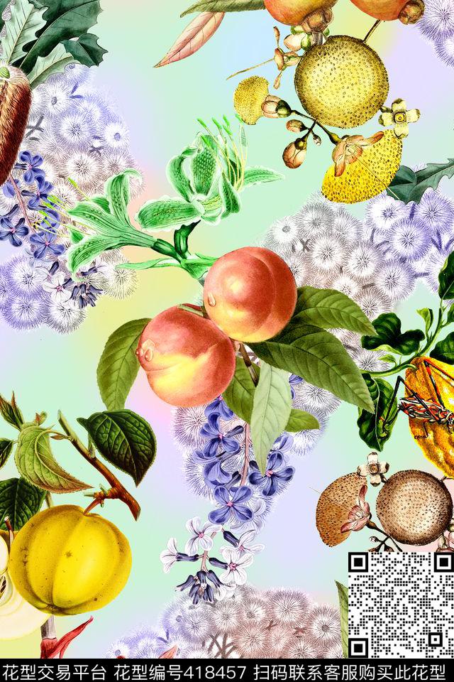 休闲炫彩水果数码印花华亿平台下载（图片编号: 418457） - 瓦栏（Walan）
