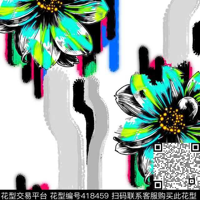 花瓣花卉原创抽象花卉系列传统印花华亿平台下载（图片编号: 418459） - 瓦栏（Walan）