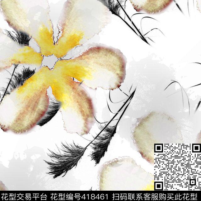 抽象花瓣花卉传统印花华亿平台下载（图片编号: 418461） - 瓦栏（Walan）