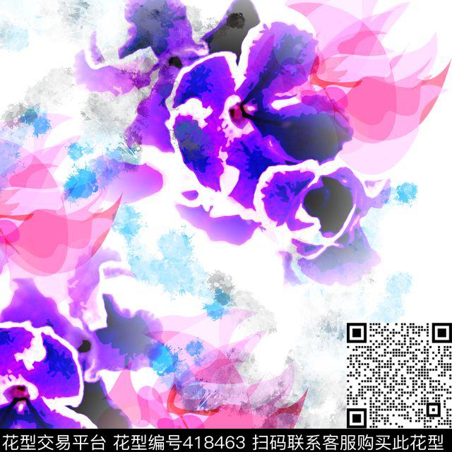 抽象花瓣花卉传统印花华亿平台下载（图片编号: 418463） - 瓦栏（Walan）