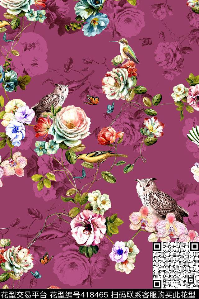 2015春夏时尚花卉数码印花华亿平台下载（图片编号: 418465） - 瓦栏（Walan）