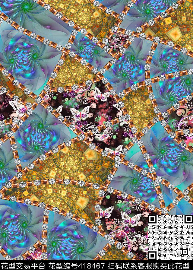 抽象宝石拼接数码印花华亿平台下载（图片编号: 418467） - 瓦栏（Walan）