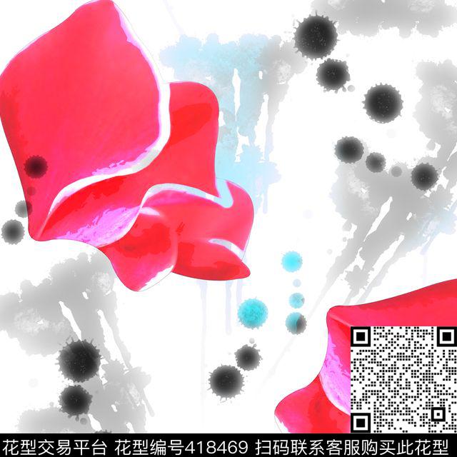 抽象花瓣花卉传统印花华亿平台下载（图片编号: 418469） - 瓦栏（Walan）