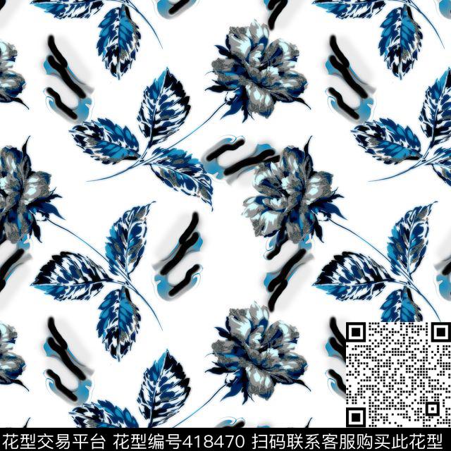 抽象花瓣原创抽象花卉系列传统印花华亿平台下载（图片编号: 418470） - 瓦栏（Walan）