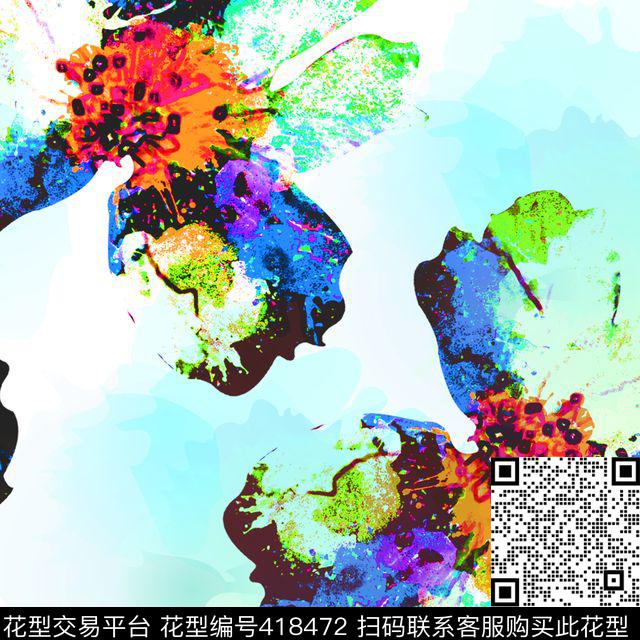 抽象花瓣花卉传统印花华亿平台下载（图片编号: 418472） - 瓦栏（Walan）