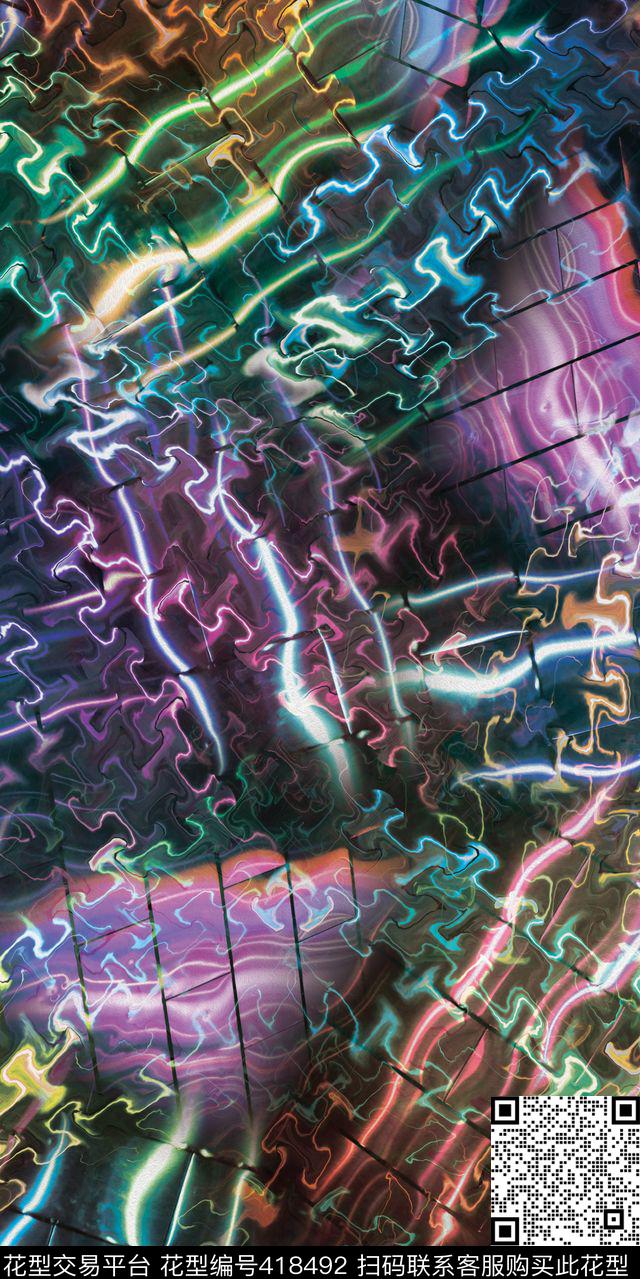 抽象面料数码数码印花华亿平台下载（图片编号: 418492） - 瓦栏（Walan）
