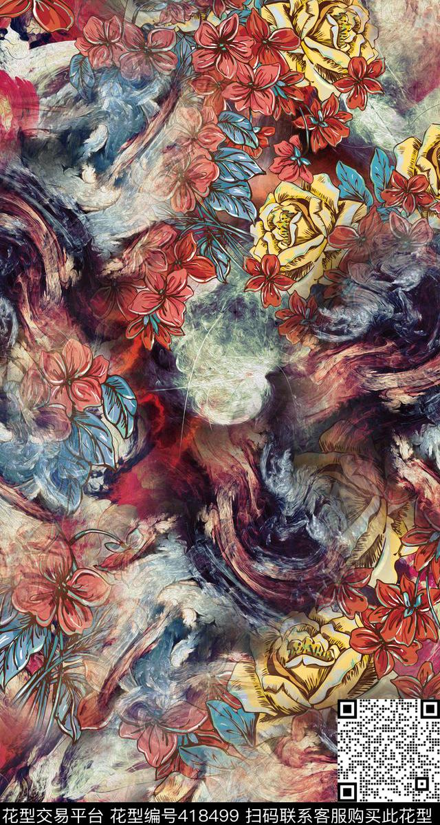 抽象服装机理数码印花华亿平台下载（图片编号: 418499） - 瓦栏（Walan）