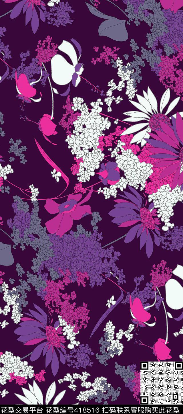 花卉清新传统印花华亿平台下载（图片编号: 418516） - 瓦栏（Walan）
