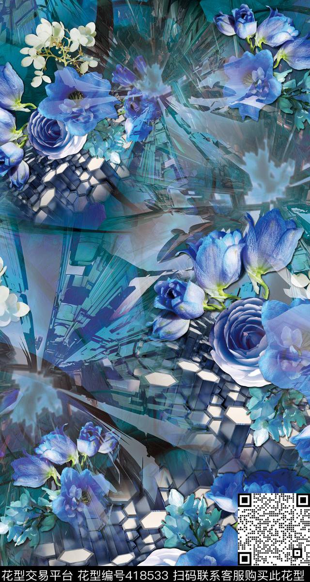 城市抽象机理服装数码印花华亿平台下载（图片编号: 418533） - 瓦栏（Walan）