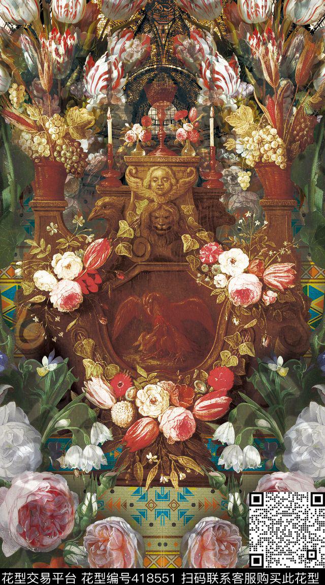 服装高级定位宫廷数码印花华亿平台下载（图片编号: 418551） - 瓦栏（Walan）