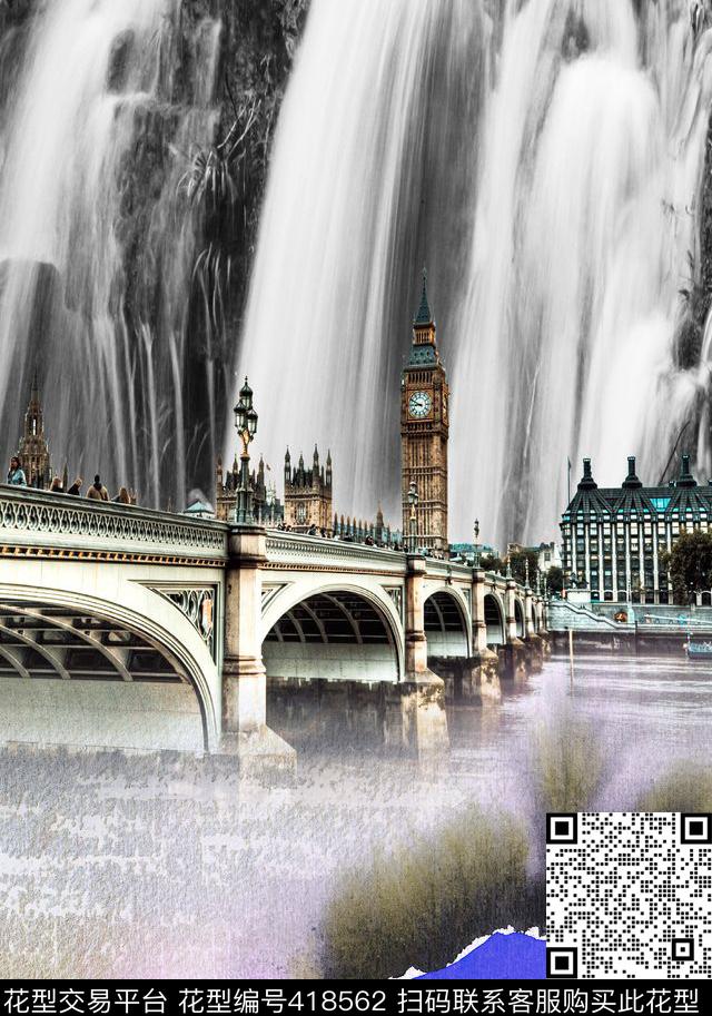 风景欧式手绘数码印花华亿平台下载（图片编号: 418562） - 瓦栏（Walan）