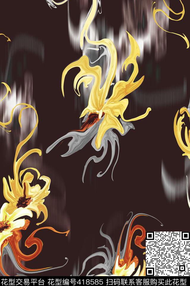 抽象花瓣高端原创数码印花华亿平台下载（图片编号: 418585） - 瓦栏（Walan）