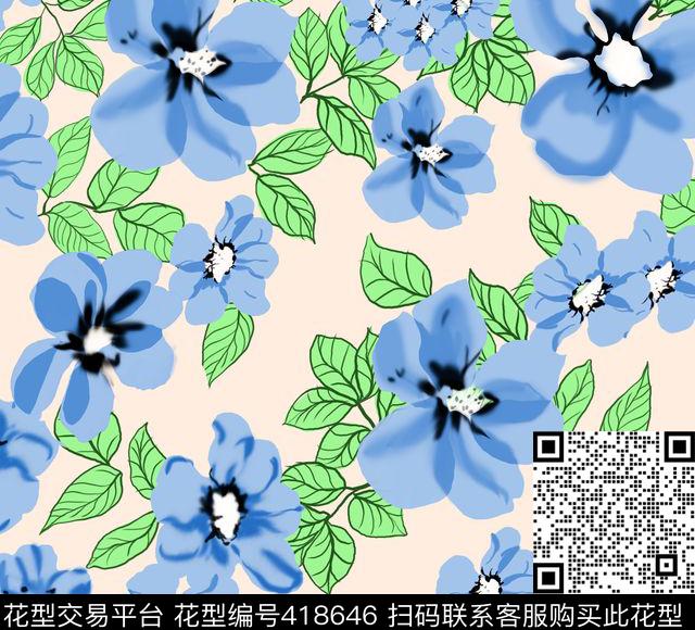 朵朵花裙子传统印花华亿平台下载（图片编号: 418646） - 瓦栏（Walan）