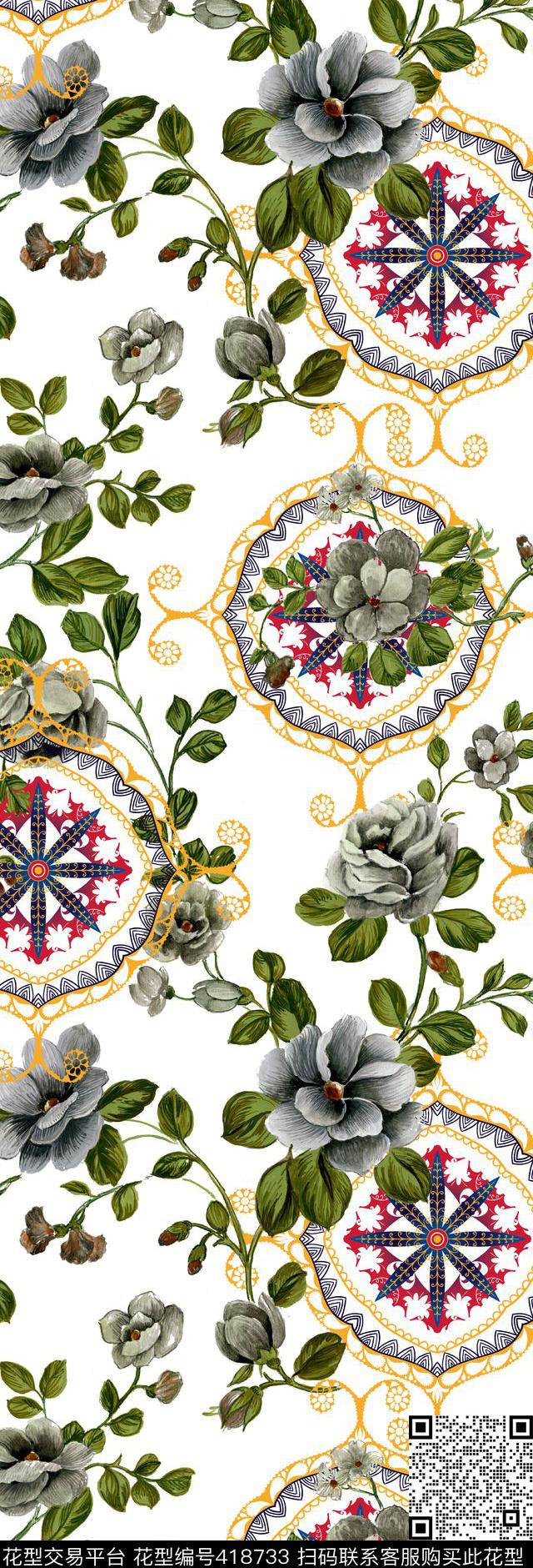 花卉植物sunday_鸟语花香系列数码印花华亿平台下载（图片编号: 418733） - 瓦栏（Walan）