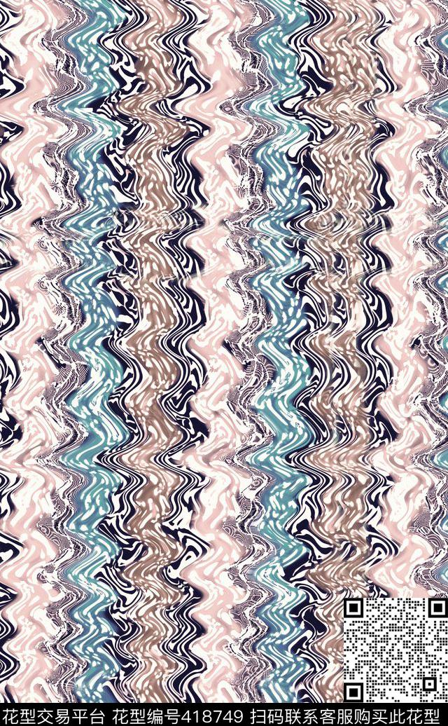 抽象花纹数码印花华亿平台下载（图片编号: 418749） - 瓦栏（Walan）