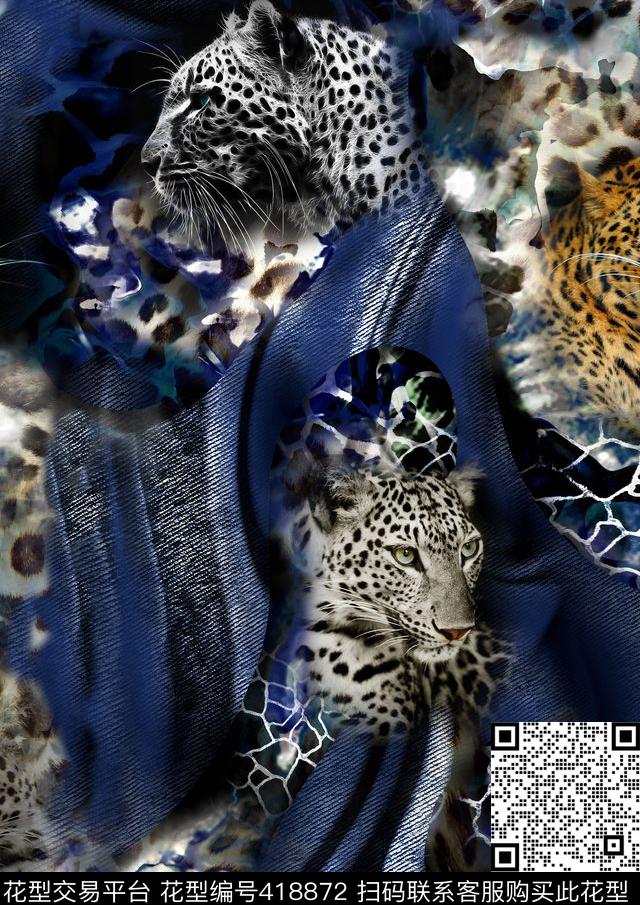 豹纹定位动物数码印花华亿平台下载（图片编号: 418872） - 瓦栏（Walan）