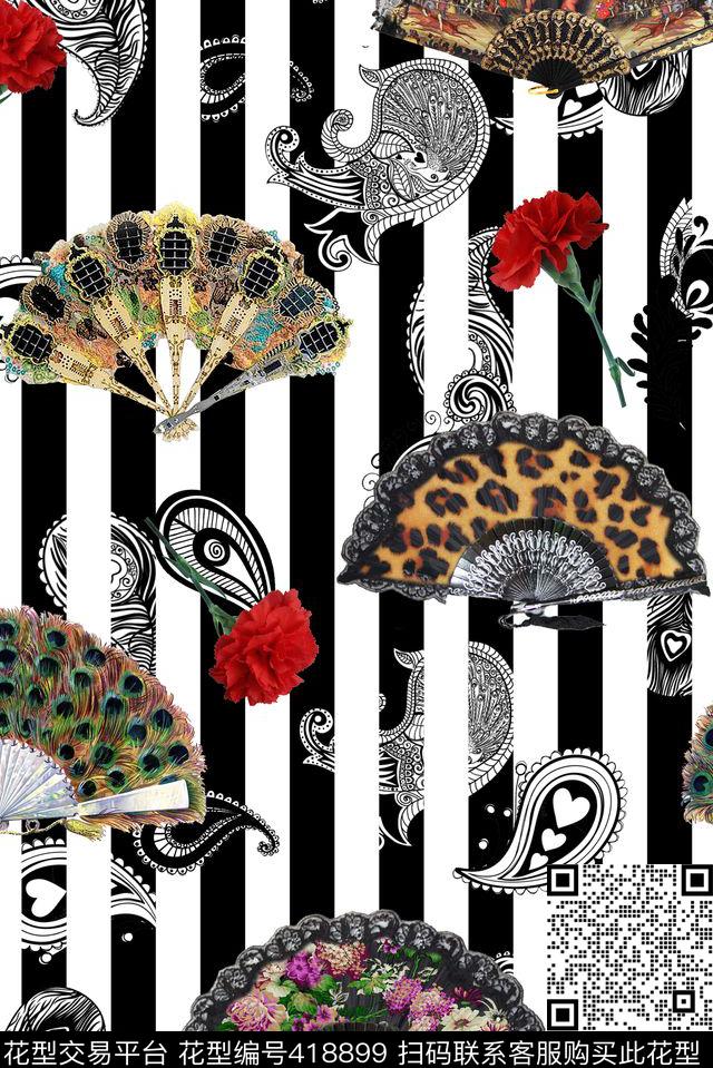 杜嘉班纳康乃馨佩兹利数码印花华亿平台下载（图片编号: 418899） - 瓦栏（Walan）