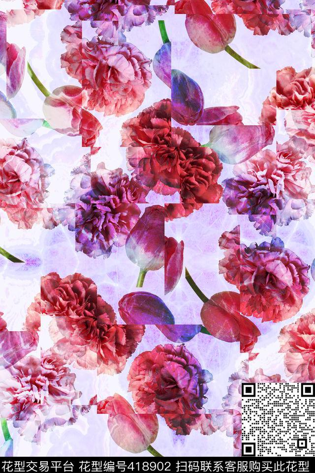 破碎花卉花卉破碎概念数码印花华亿平台下载（图片编号: 418902） - 瓦栏（Walan）