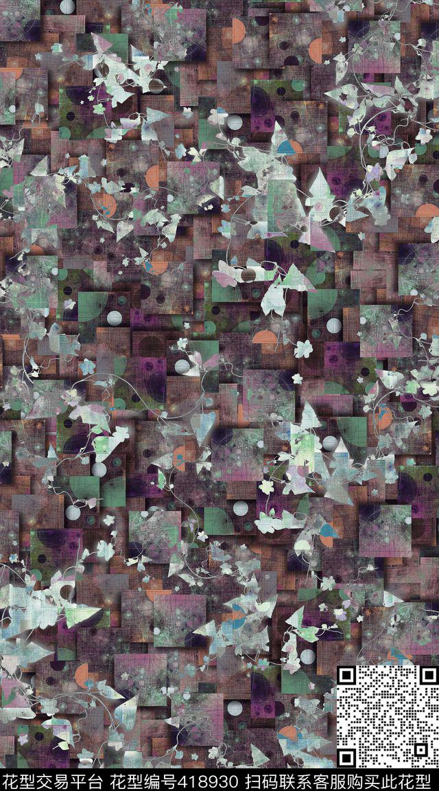 几何创意堆积数码印花华亿平台下载（图片编号: 418930） - 瓦栏（Walan）