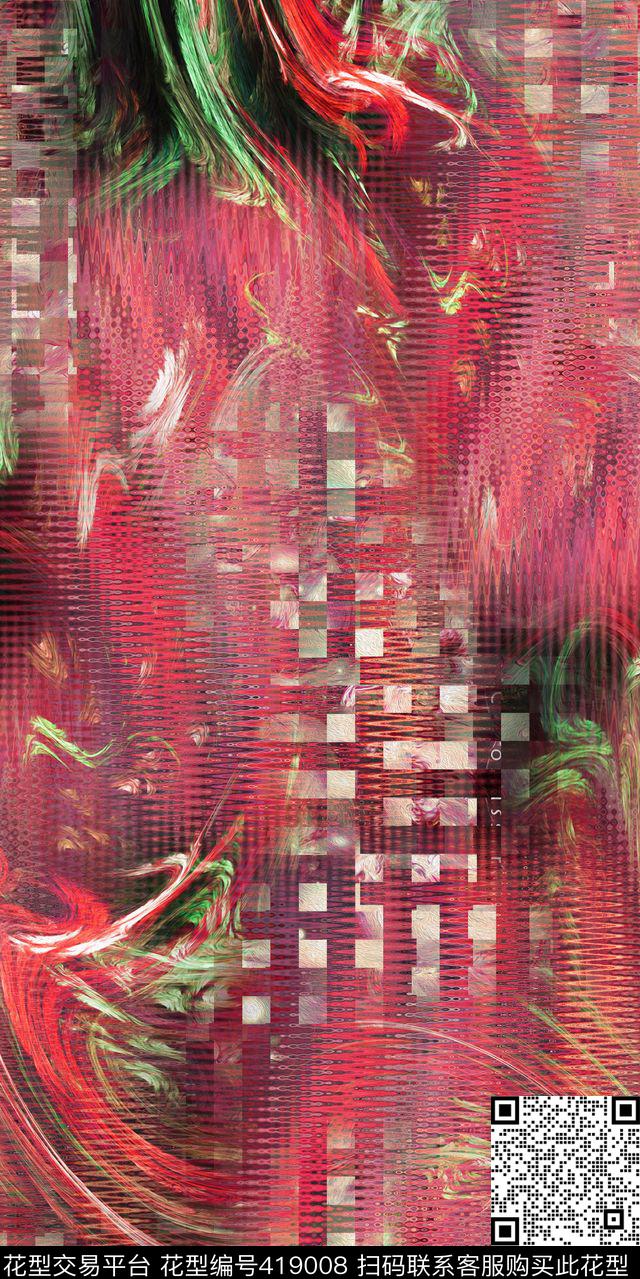 抽象波纹几何数码印花华亿平台下载（图片编号: 419008） - 瓦栏（Walan）