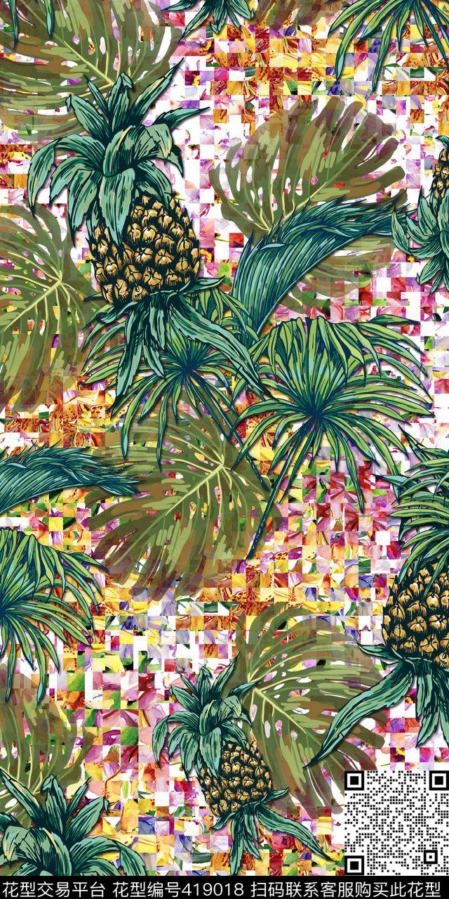 热带大型植物棕榈数码印花华亿平台下载（图片编号: 419018） - 瓦栏（Walan）