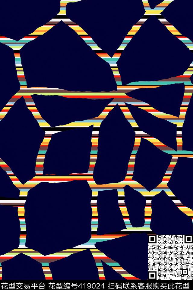 多边形多彩几何传统印花华亿平台下载（图片编号: 419024） - 瓦栏（Walan）