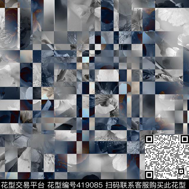 创意服装灰白数码印花华亿平台下载（图片编号: 419085） - 瓦栏（Walan）