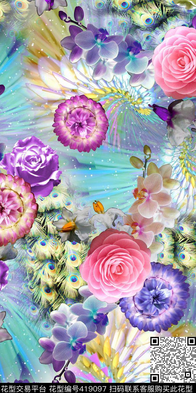 时尚花数码印花华亿平台下载（图片编号: 419097） - 瓦栏（Walan）