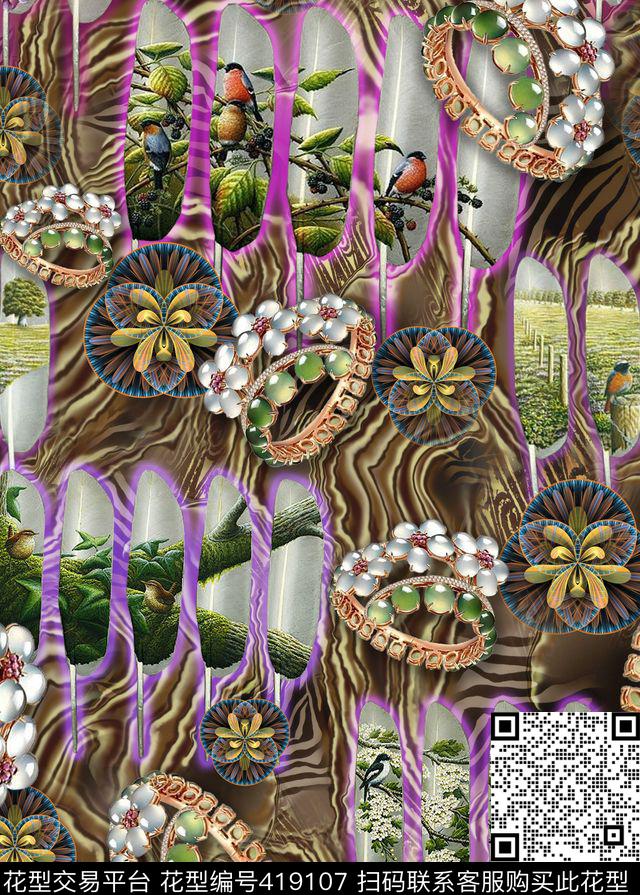 抽象皮毛数码印花华亿平台下载（图片编号: 419107） - 瓦栏（Walan）