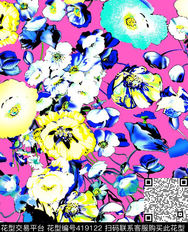 时尚大花花花世界传统印花华亿平台下载（图片编号: 419122） - 瓦栏（Walan）