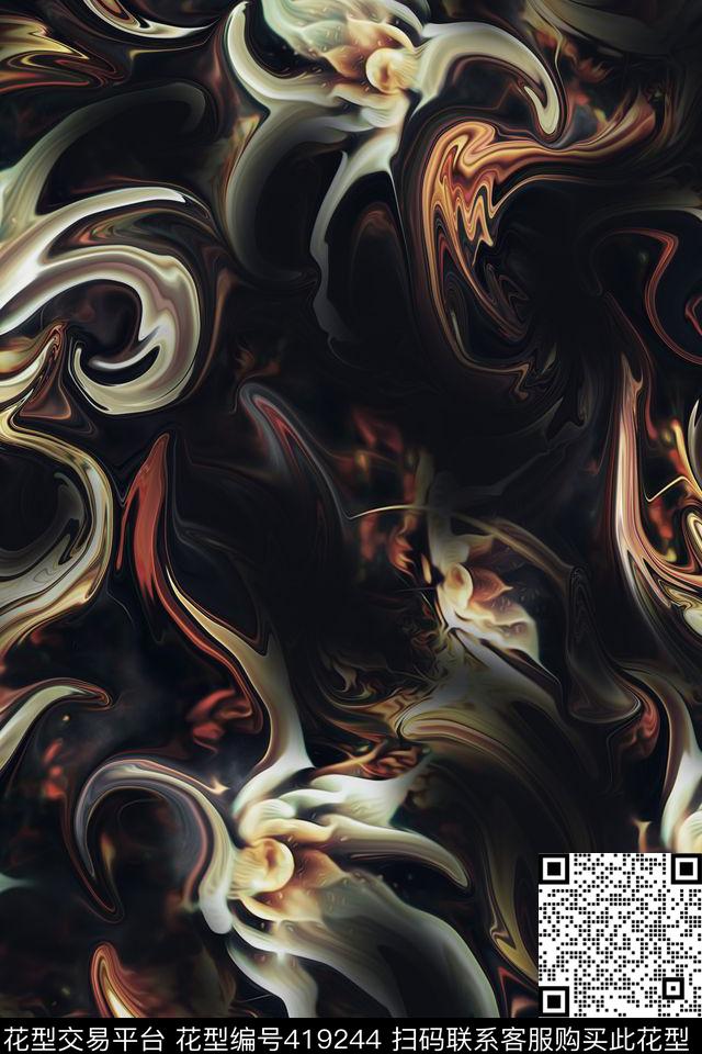 抽象花朵高端原创数码印花华亿平台下载（图片编号: 419244） - 瓦栏（Walan）