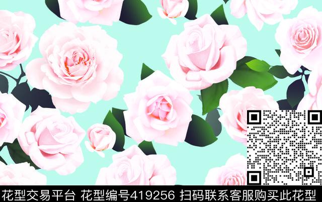 粉红玫瑰数码印花华亿平台下载（图片编号: 419256） - 瓦栏（Walan）