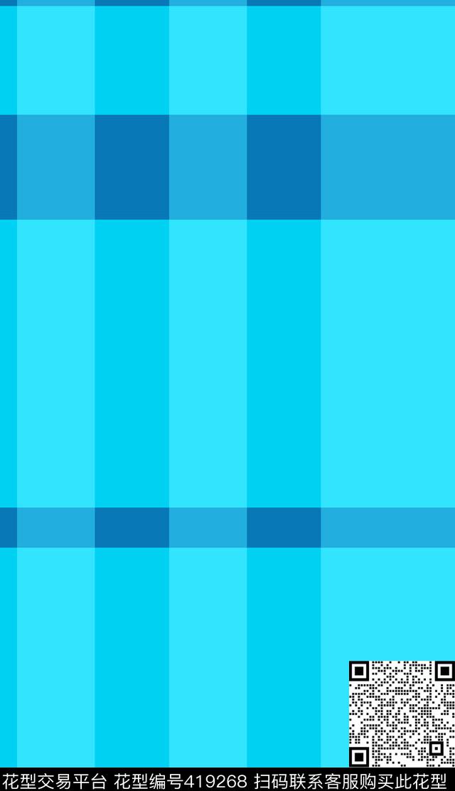 蓝条格传统印花华亿平台下载（图片编号: 419268） - 瓦栏（Walan）