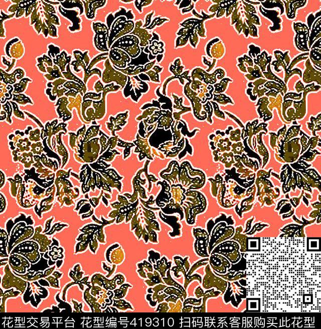 传统印花古典纹样民族传统印花华亿平台下载（图片编号: 419310） - 瓦栏（Walan）