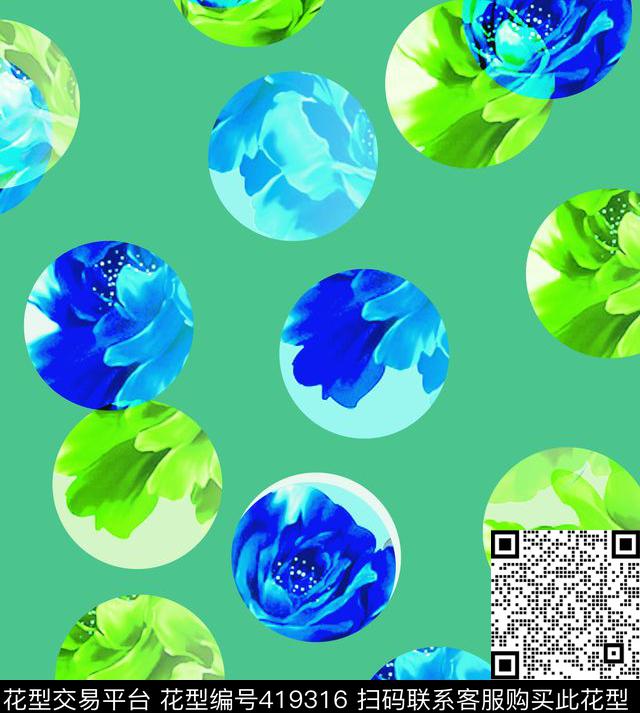 波点花卉女装传统印花华亿平台下载（图片编号: 419316） - 瓦栏（Walan）