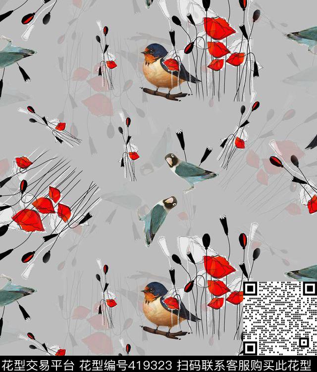 动物花卉衬衫华亿平台数码印花华亿平台下载（图片编号: 419323） - 瓦栏（Walan）