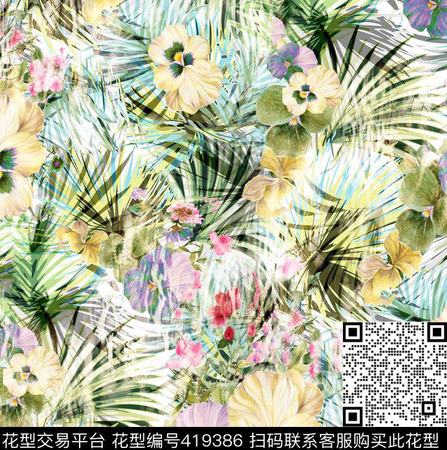 花卉热带雨林sunday_抽象个性系列数码印花华亿平台下载（图片编号: 419386） - 瓦栏（Walan）