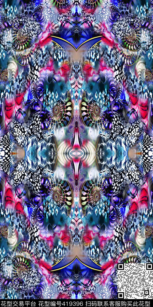 豹纹豹纹分形艺术数码印花华亿平台下载（图片编号: 419396） - 瓦栏（Walan）