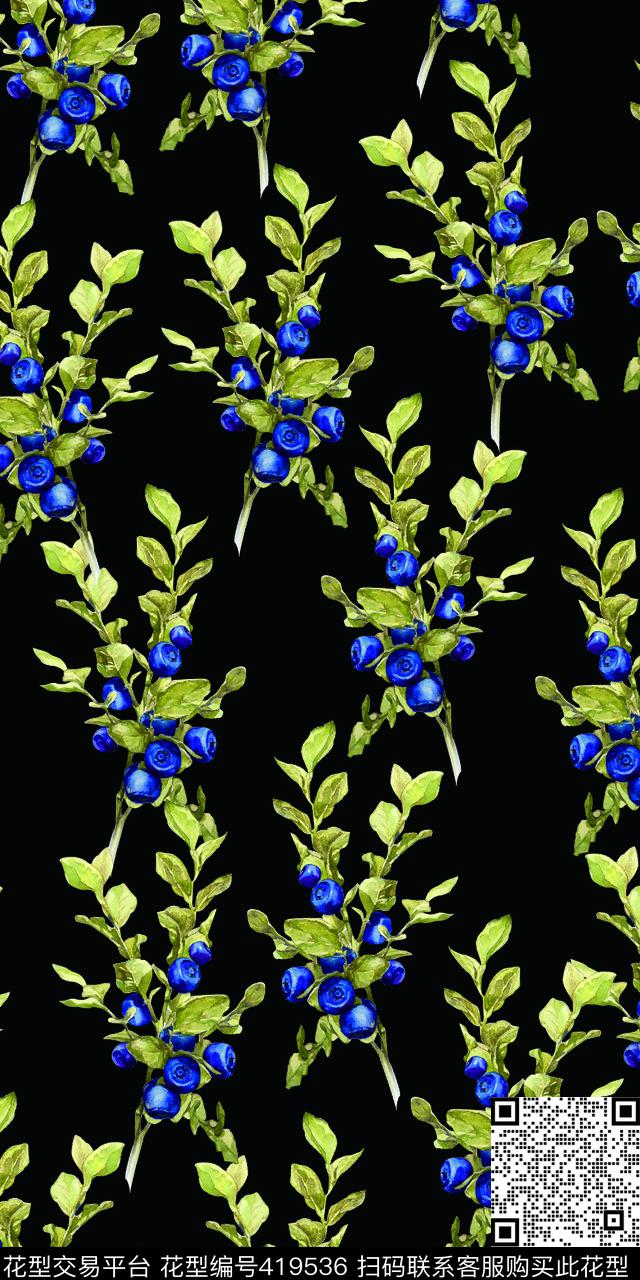 时尚蓝莓数码印花华亿平台下载（图片编号: 419536） - 瓦栏（Walan）