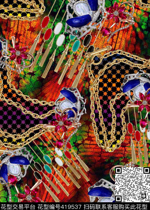 抽象珠宝珠宝宝石数码印花华亿平台下载（图片编号: 419537） - 瓦栏（Walan）