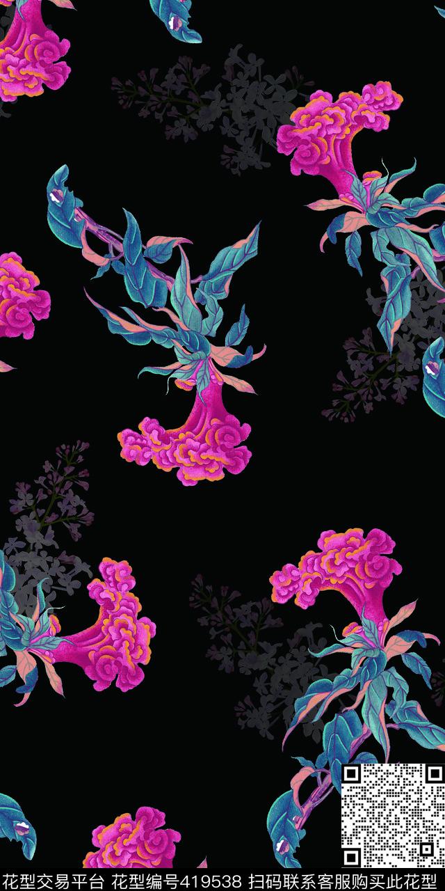 时尚花数码印花华亿平台下载（图片编号: 419538） - 瓦栏（Walan）
