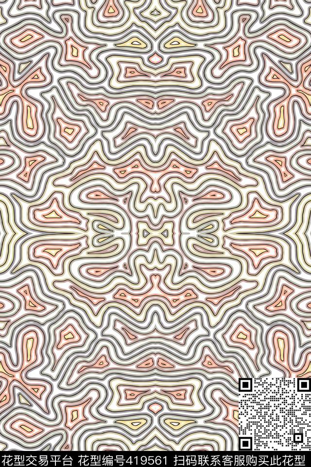 曲线迷宫华亿平台传统印花华亿平台下载（图片编号: 419561） - 瓦栏（Walan）