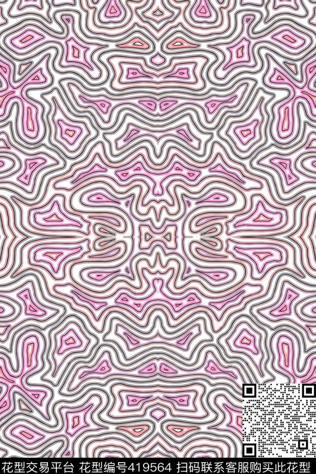 曲线迷宫华亿平台传统印花华亿平台下载（图片编号: 419564） - 瓦栏（Walan）