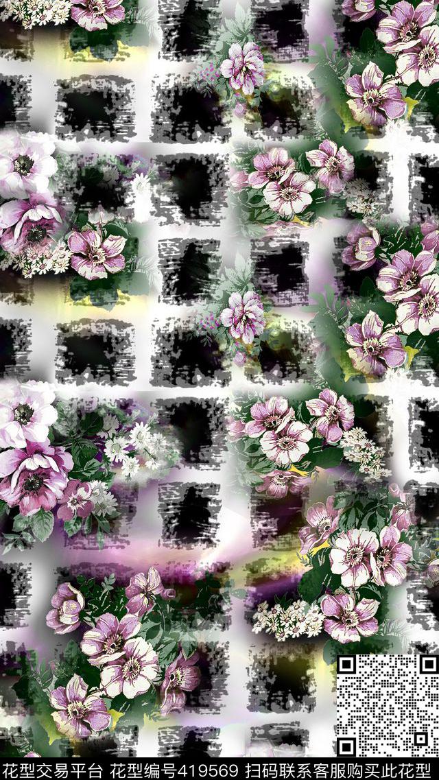 清爽格子数码印花数码印花华亿平台下载（图片编号: 419569） - 瓦栏（Walan）