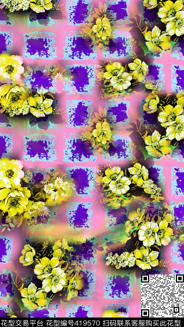 清爽格子数码印花数码印花华亿平台下载（图片编号: 419570） - 瓦栏（Walan）